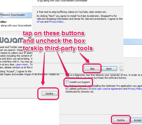 ignore third-party tools during installation process