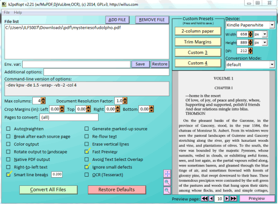 k2pdfopt- interface