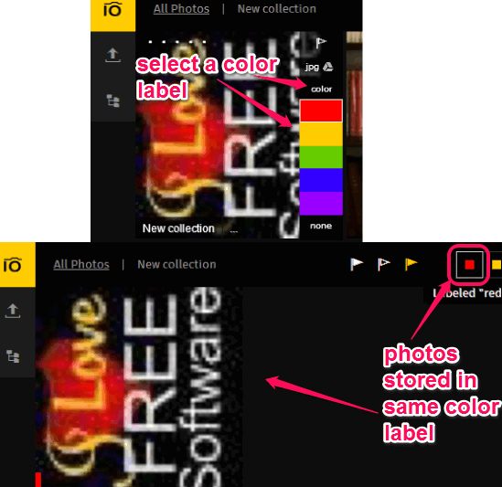 store photos to color label