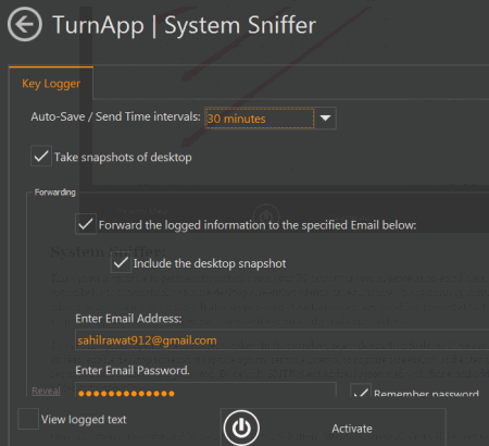 System Sniffer window