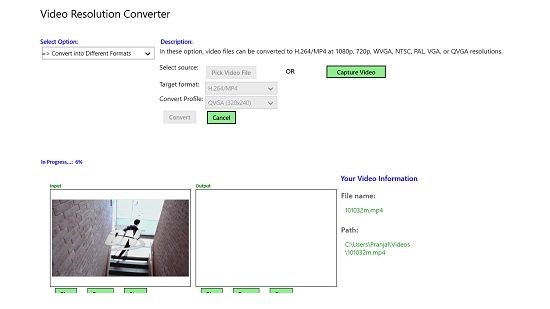 Video Resolution Converter conversion in progress