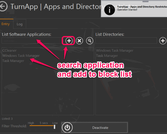 add applications to block list