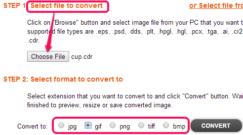 add input file and choose output format