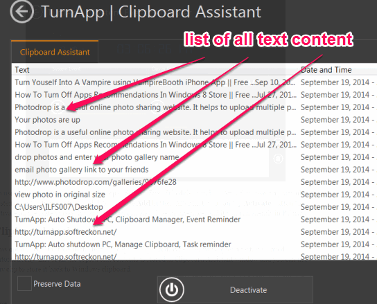 copy text content using Clipboard assistant