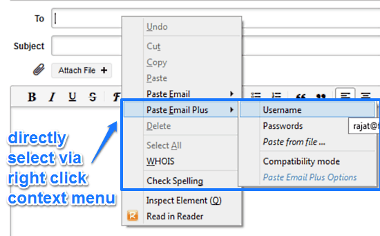 paste email plus text paste