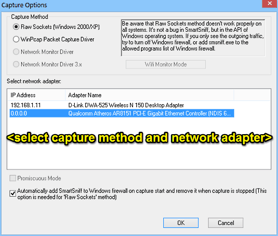 select capture method