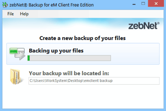 zebnet backup for em client backup