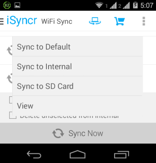 Choose Syncing Option