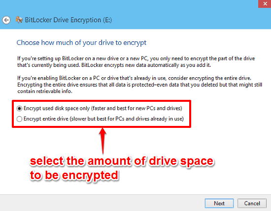 bitlocker encryption start encryption final step