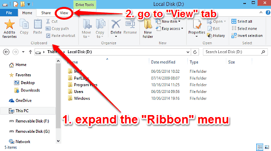 bring up the ribbon menu