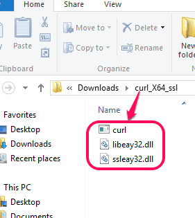 curl application file and dll files