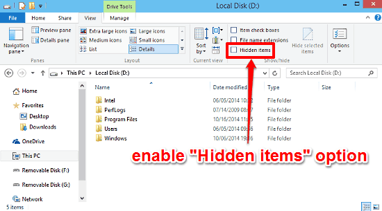 enable hidden items