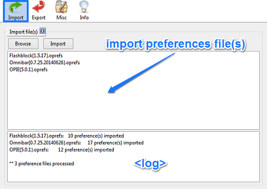 import preferences