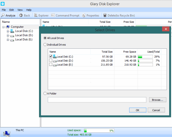 select drives to analyze