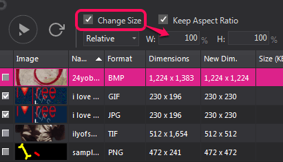 set output size