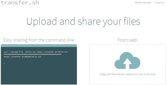 upload and share files from command line or using web