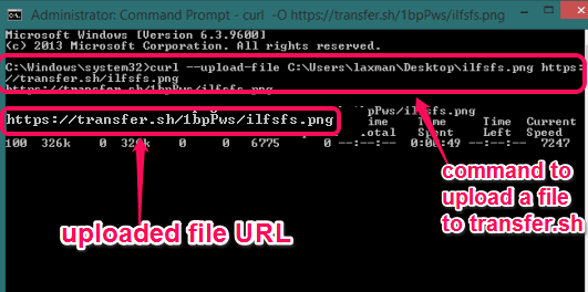 upload file to transfer.sh and get uploaded file URL