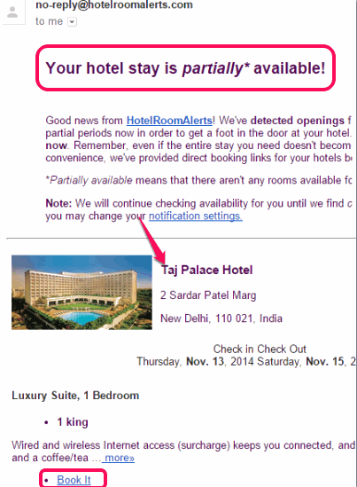 Hotel Room Alerts- get email and text alerts for hotel rooms