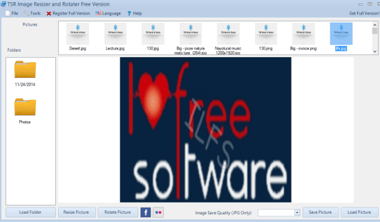 TSR Image Resizer and Rotater Free Version- interface