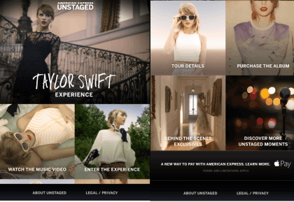 Taylor Swift App Home Page