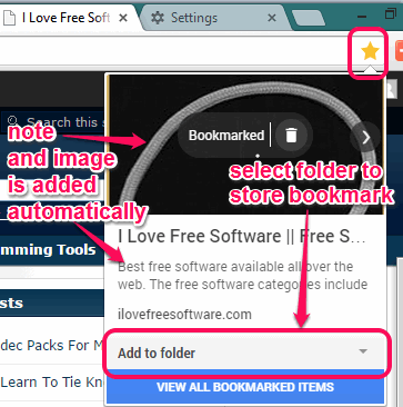 auto add image and note for bookmarking a webpage