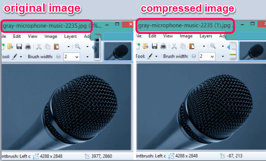 original and compressed image comparison