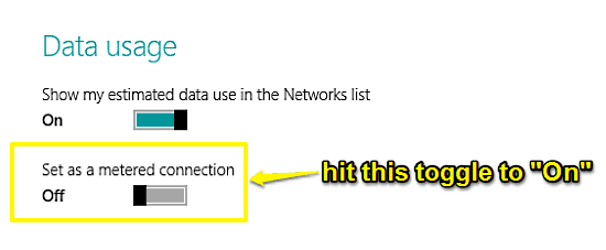 set as metered connection