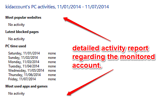 windows 10 family safety access report