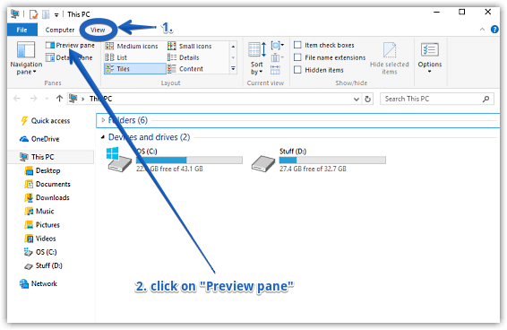 windows 10 turn on preview pane