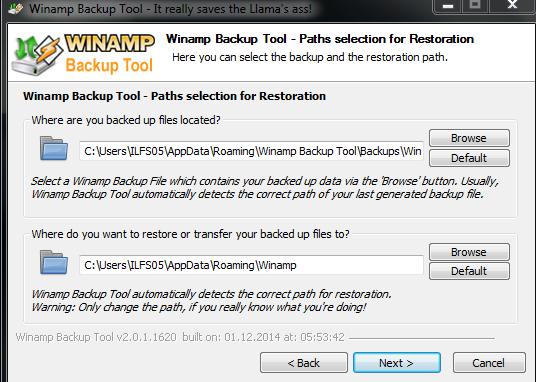 Choose Backup Location