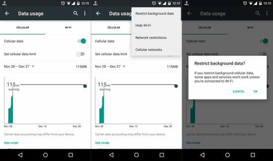 Restrict All Background Data Usage