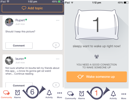 Wakie Alarm Clock Interface