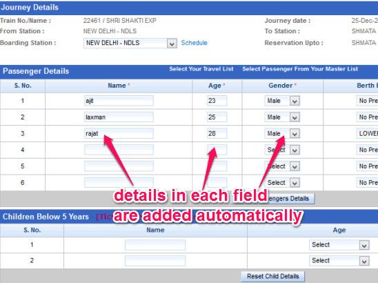 details are added automatically in each field