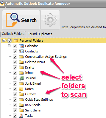 select folders to scan