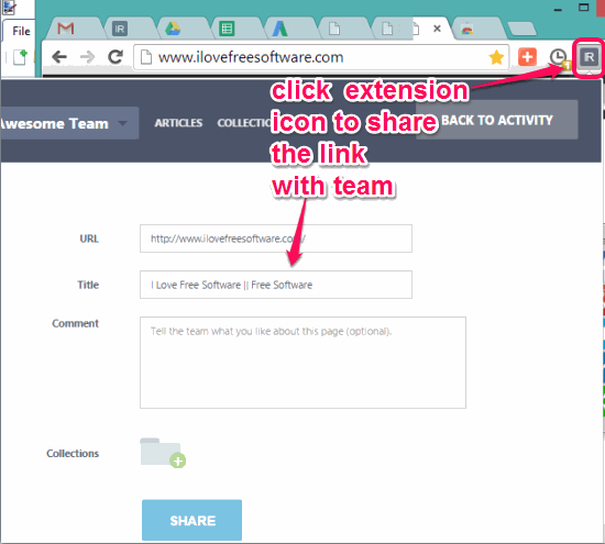 use Chrome extension icon to share link