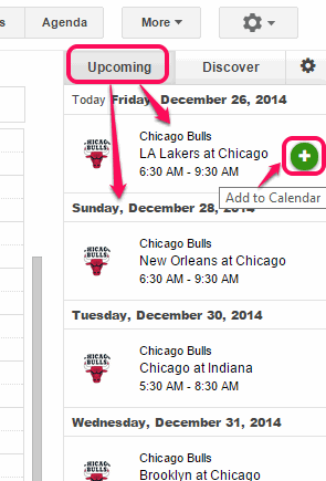 view upcoming events and add any event to your Google Calendar