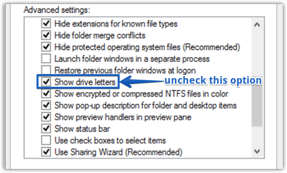 windows 10 hide drive letters