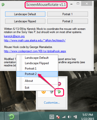 ScreenMouseRotate- interface and system tray icon