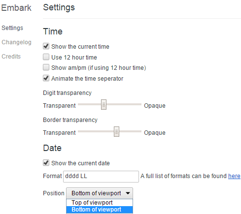 customize the settings