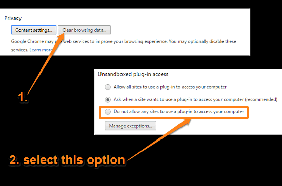 google chrome disable plugin access