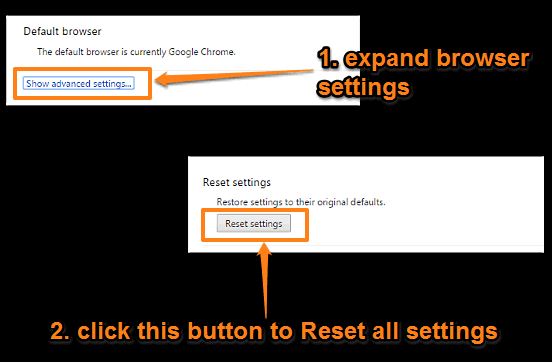 google chrome reset browser settings