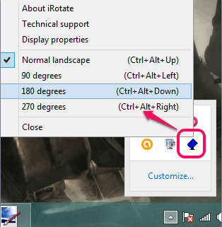 iRotate- system tray icon and options