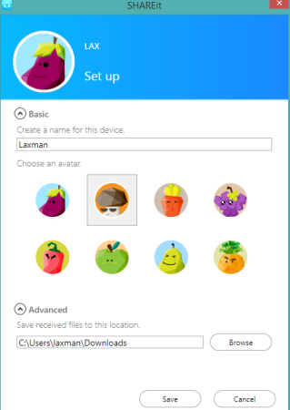 setup your SHAREit profile