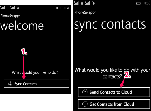 use Send Contacts to Cloud option