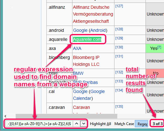 use regular expressions to search on a webpage