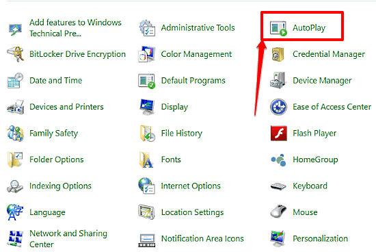 windows 10 autoplay control panel