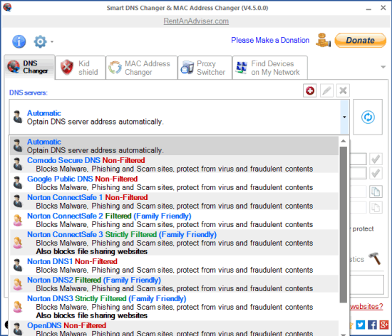 Smart DNS Changer- interface