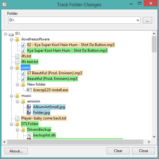 Track Folder Changes- interface