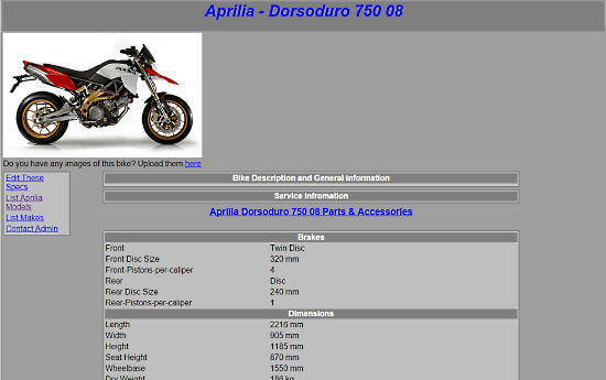 motorbikespecs homepage