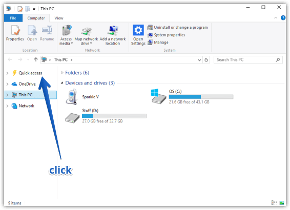 windows 10 access quick access